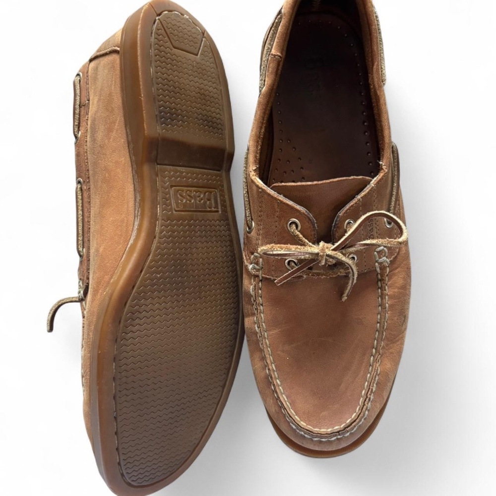 Bass seafarer tan/brown genuine leather boat shoes
